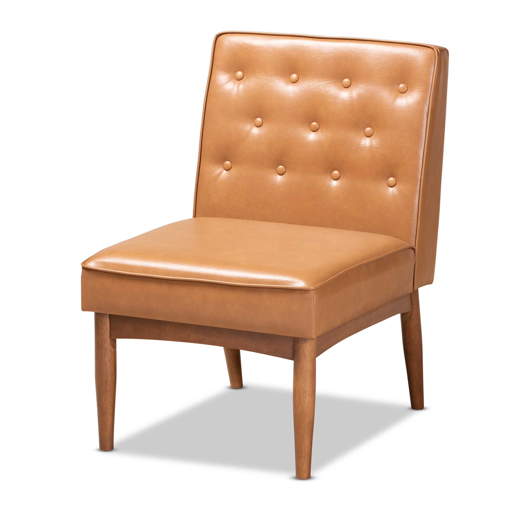 Baxton Studio Riordan Mid Century Modern Tan Faux Leather